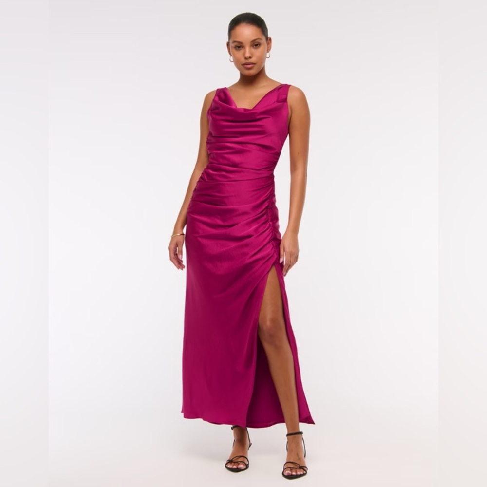 NWT Abercrombie Cowl Neck Draped Maxi Dress - Size Small Petite - Picture 2 of 5